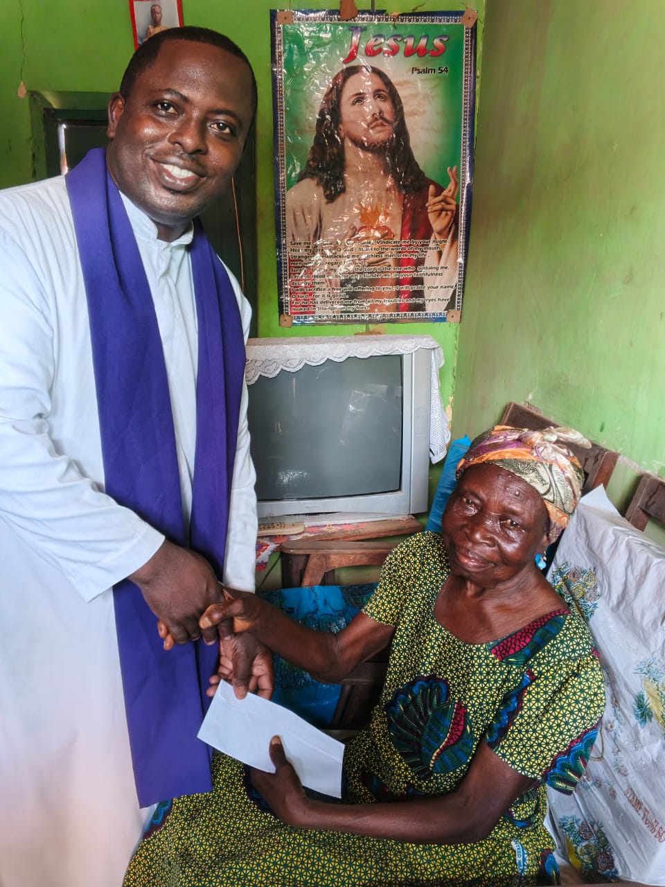 Illustration of a cash donation to a sick woman