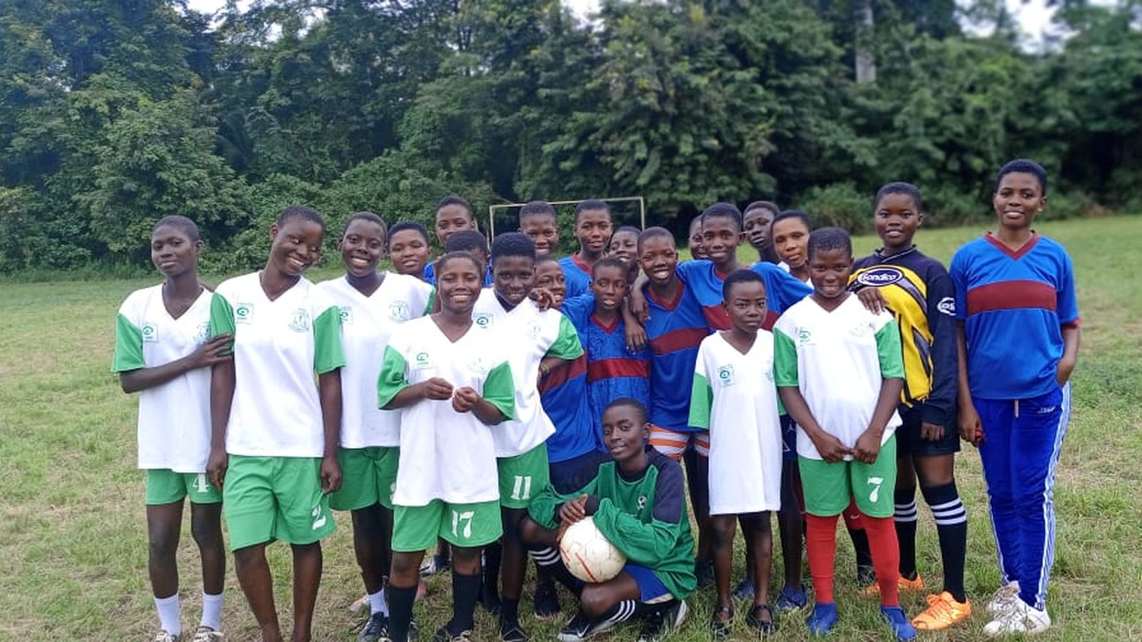 Youth soccer team supported by Divine Love Ministry in Abura Nkwanta